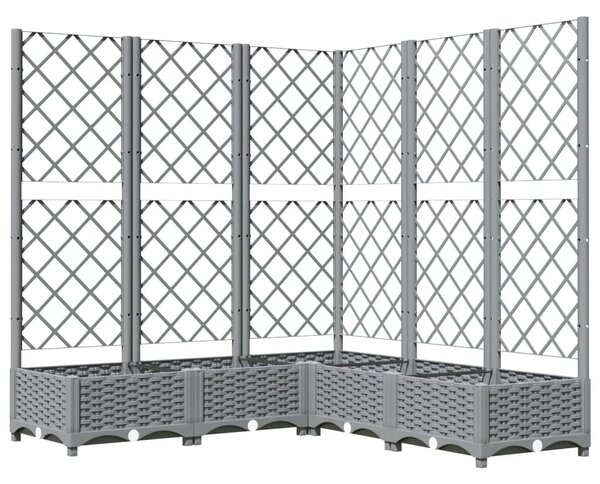 Világosszürke PP rácsos kerti ültetőláda 120 x 120 x 121,5 cm