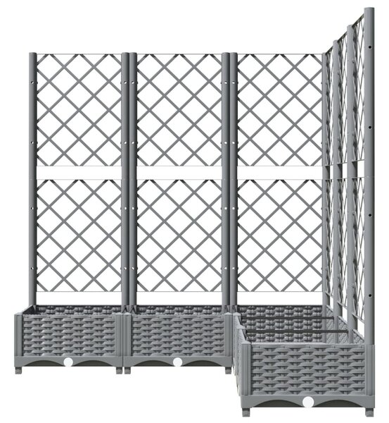 Világosszürke PP rácsos kerti ültetőláda 120 x 120 x 121,5 cm