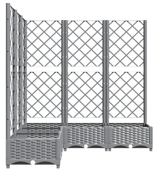 Világosszürke PP rácsos kerti ültetőláda 120 x 120 x 121,5 cm