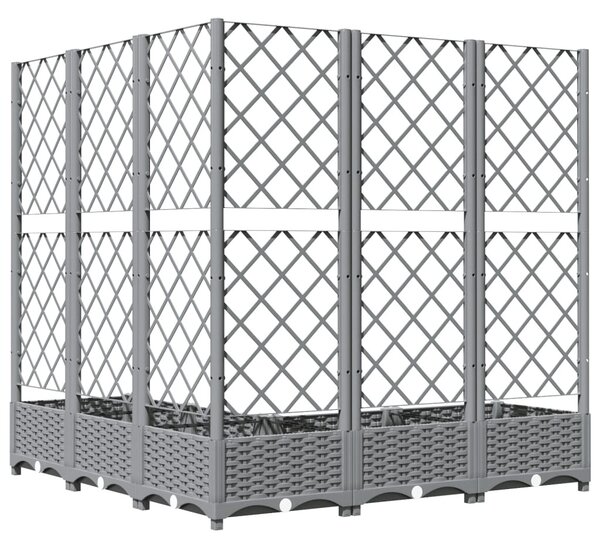 Világosszürke PP rácsos kerti ültetőláda 120 x 120 x 121,5 cm