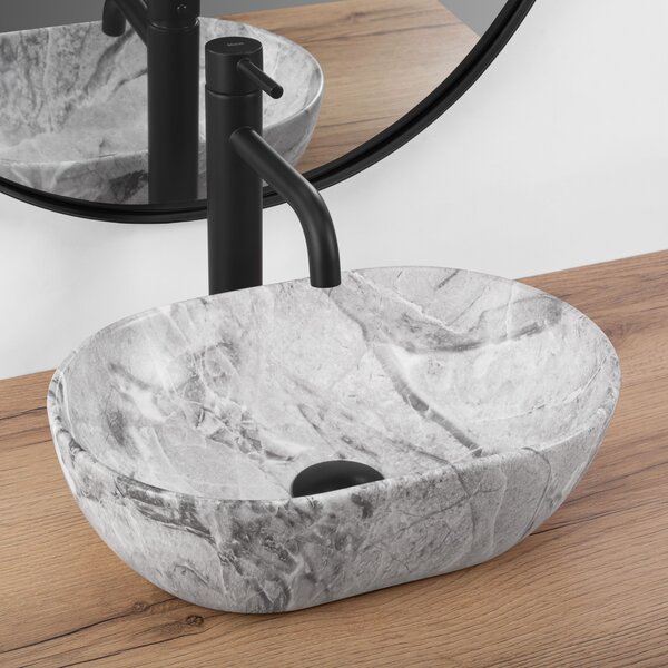 Rea Amelia Mini STONE MATT, asztali mosogató 380x260x130 mm, szürke kőutánzat, REA-U9109