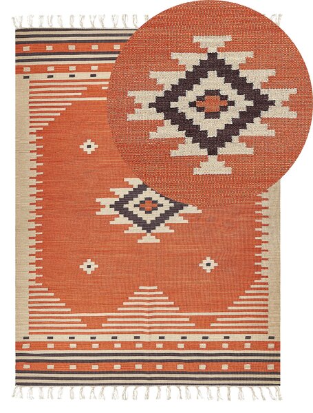Szőnyeg GAVAR Narancssárga 140 x 200 cm Pamut Kilim