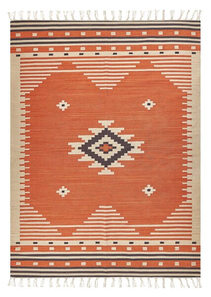 Szőnyeg GAVAR Narancssárga 140 x 200 cm Pamut Kilim
