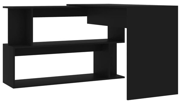 Fekete szerelt fa sarokasztal 200 x 50 x 76 cm