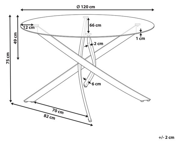 Étkezőasztal MARAMO Arany 120 cm 120 cm Edzett üveg