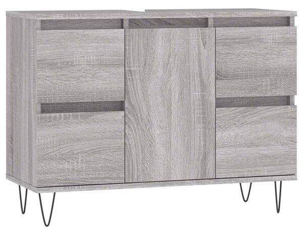 Szürke sonoma színű szerelt fa mosdószekrény 80 x 33 x 60 cm