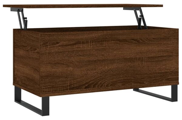 Barna tölgyszínű szerelt fa dohányzóasztal 90x44,5x45 cm