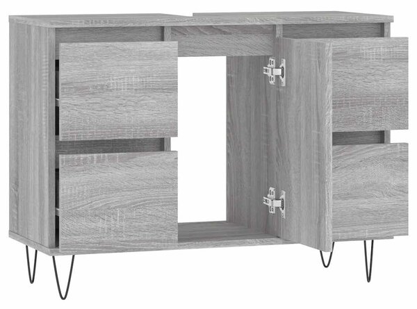 Szürke sonoma színű szerelt fa mosdószekrény 80 x 33 x 60 cm