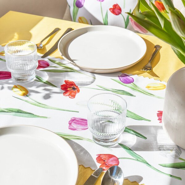 Goldea teflonbevonatú asztali futó - színes tulipánok 35x120 cm