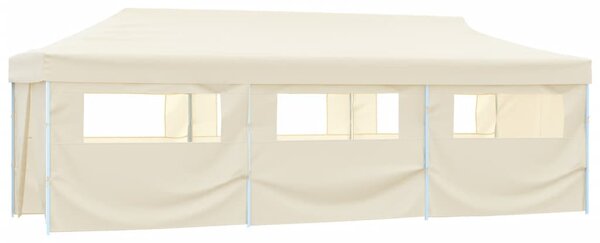 Krémszínű összecsukható rendezvénysátor 8 oldalfallal 870x291x315 cm