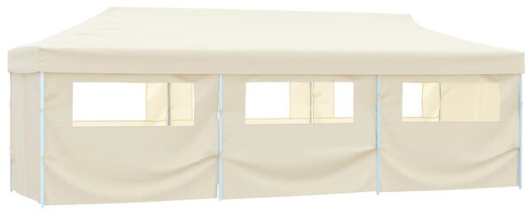 Krémszínű összecsukható rendezvénysátor 8 oldalfallal 870x291x315 cm