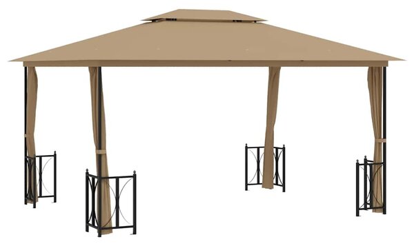 Tópszínű pavilon oldalfalakkal és dupla tetővel 3x4 m
