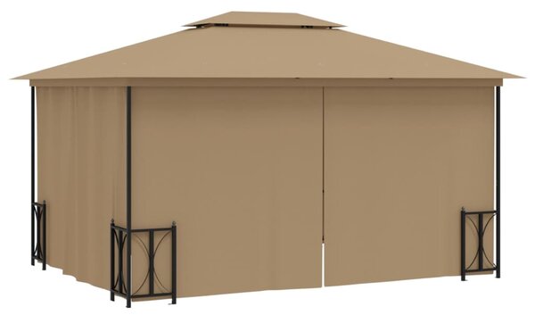 Tópszínű pavilon oldalfalakkal és dupla tetővel 3x4 m