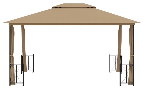 Tópszínű pavilon oldalfalakkal és dupla tetővel 3x4 m