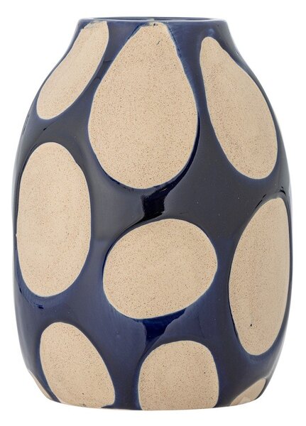 Sötétkék-krémszínű kőedény váza (magasság 20 cm) Bashir – Bloomingville