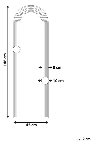 Falitükör AJAIN 45 cm 146 cm Fém Fekete