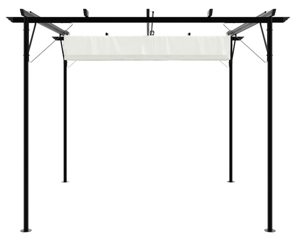 Fehér-krémszínű acélpergola behúzható tetővel 3 x 3 m