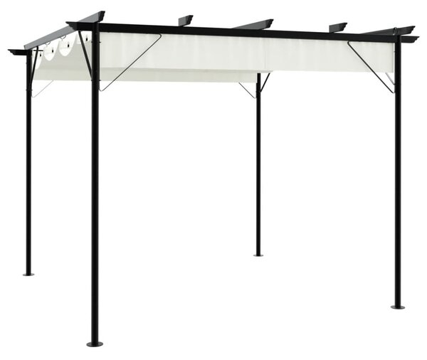 Fehér-krémszínű acélpergola behúzható tetővel 3 x 3 m
