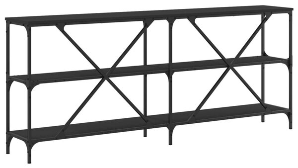 Fekete szerelt fa és vas tálalóasztal 180x30x75 cm