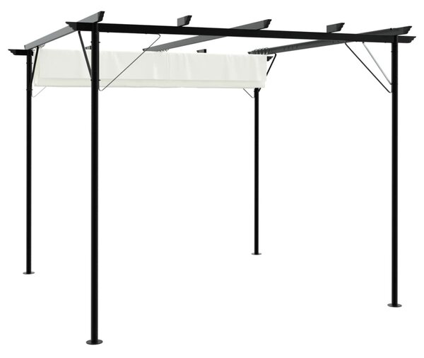 Fehér-krémszínű acélpergola behúzható tetővel 3 x 3 m