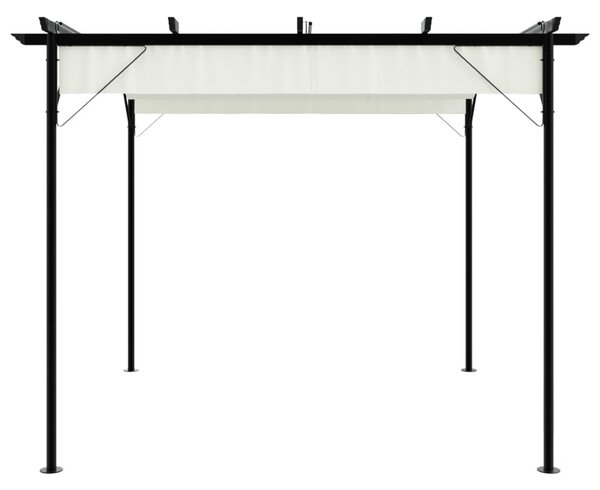 Fehér-krémszínű acélpergola behúzható tetővel 3 x 3 m