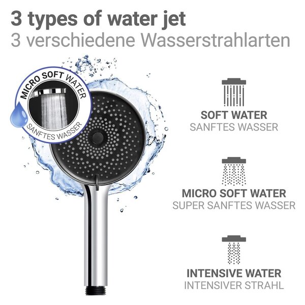 Ezüstszínű műanyag zuhanyfej ø 12 cm Softwater – Wenko