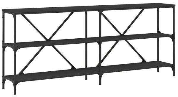 Fekete szerelt fa és vas tálalóasztal 180x30x75 cm