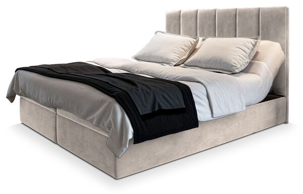 BARINO ágyneműtartós kárpitozott boxspring ágy matraccal 140x200 - bézs
