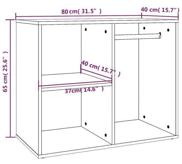 Fekete szerelt fa pipereszekrény 80 x 40 x 65 cm