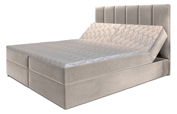 BARINO ágyneműtartós kárpitozott boxspring ágy matraccal 140x200 - bézs