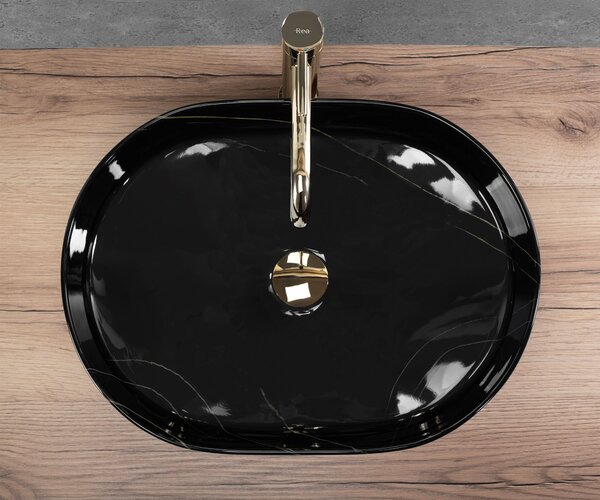 Rea Nadia, asztali mosdó 500x380x120 mm, kőutánzat - Black Stone, REA-U9240