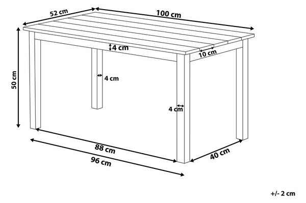 Kerti asztal MESSINA 100 cm 52 cm Fehér
