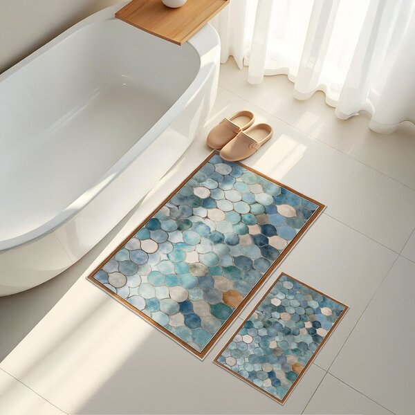 Kék fürdőszobai kilépő szett 2 db-os 60x100 cm – Foutastic