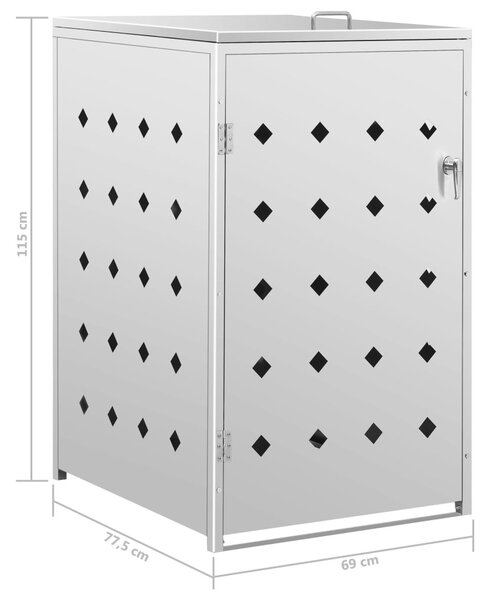 Rozsdamentes acél keret gurítható szemeteskukához 240 liter