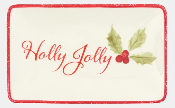 Sinsay - Karácsonyi kerámia tányér „Holly Jolly” felirattal - piros