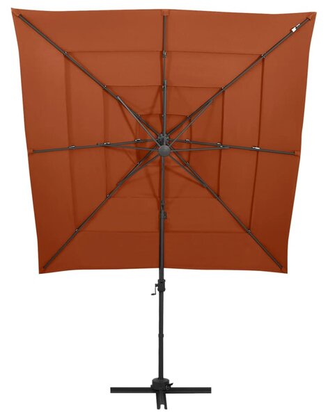 4 szintes terrakotta napernyő alumíniumrúddal 250 x 250 cm