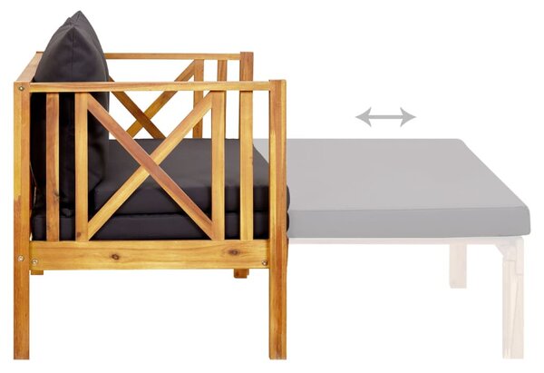 Kétszemélyes tömör akácfa kerti pad párnákkal 122 cm