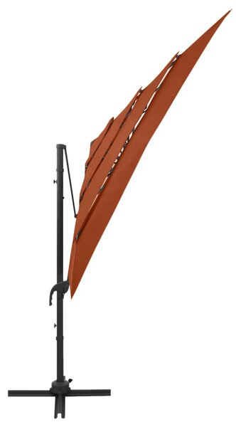4 szintes terrakotta napernyő alumíniumrúddal 250 x 250 cm