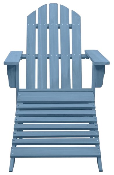 Kék tömör fenyőfa kerti Adirondack szék zsámollyal