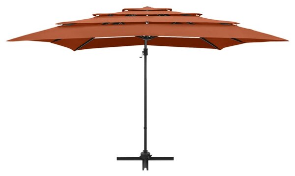 4 szintes terrakotta napernyő alumíniumrúddal 250 x 250 cm