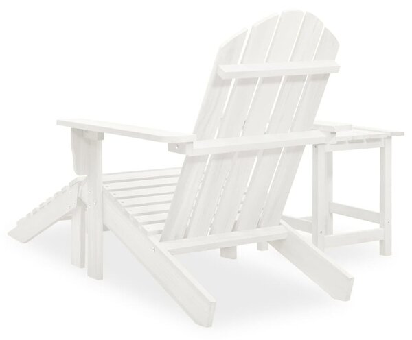 Fehér tömör fenyőfa adirondack szék zsámollyal és asztallal