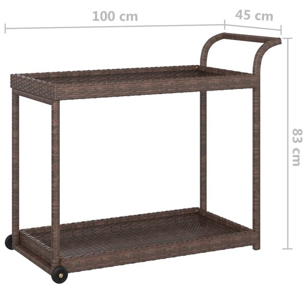 Barna polyrattan bárkocsi 100 x 45 x 83 cm