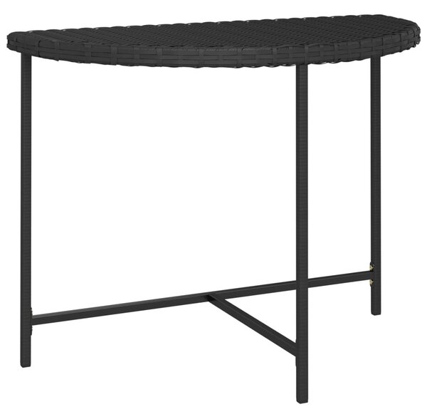 Fekete polyrattan kerti asztal 100 x 50 x 75 cm