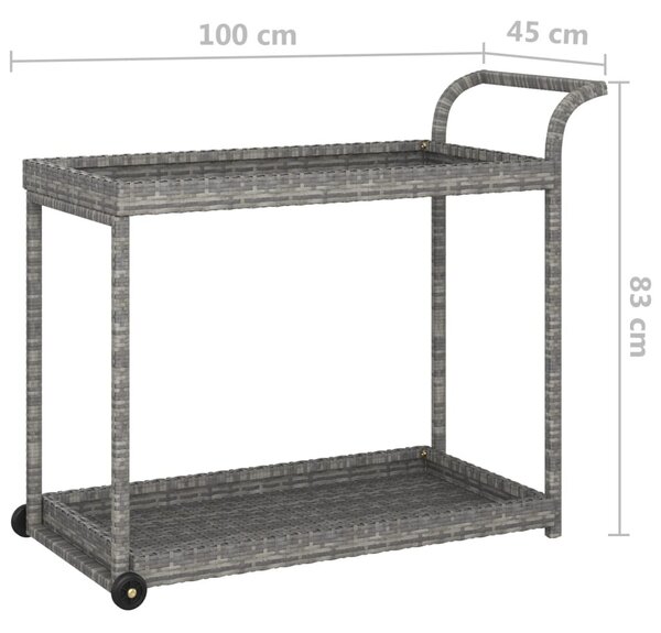 Szürke polyrattan bárkocsi 100 x 45 x 83 cm