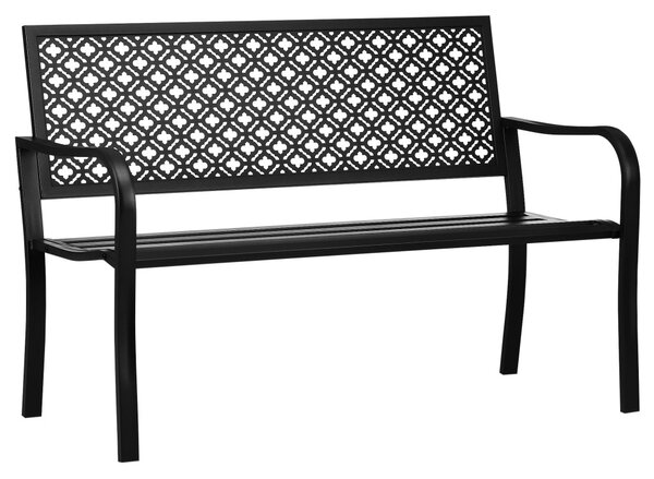 Kerti pad 2 személyes, acél háttámlával és karfával, virágmintával, max 280 kg, fekete, 127