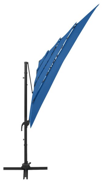 4 szintes azúrkék napernyő alumíniumrúddal 250 x 250 cm