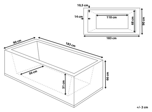 Sarok hidromasszázs kád LED világítással VARADERO Jobb oldali 183 x 90 cm Fekete