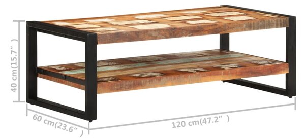 Tömör újrahasznosított fa dohányzóasztal 120 x 60 x 40 cm