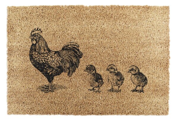 Kókuszrost lábtörlő 40x60 cm Chickens and Chicks – Artsy Doormats