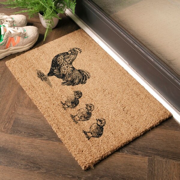 Kókuszrost lábtörlő 40x60 cm Chickens and Chicks – Artsy Doormats